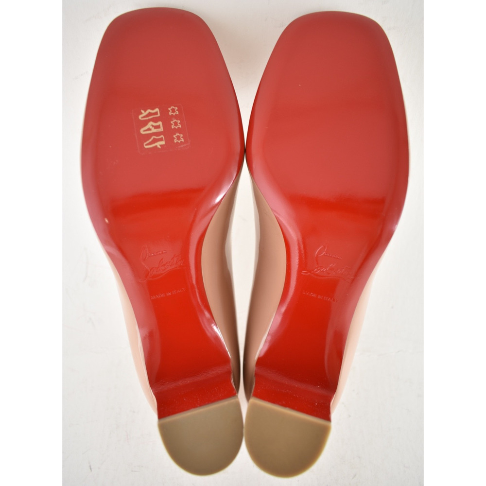 Christian Louboutin Cadrilla 70 Nude Blush Patent Leather Block Heel Pump 40 - Picture 15 of 15
